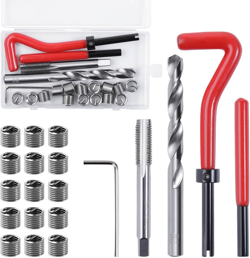LEONTOOL 20 Piece M10 x 1.5mm Thread Repair Insert Kit, Metric Stainless Steel Helicoil Kit with HSS Drill Bits, Portable Rethreading Tool Kits, Compatible Hand Tool Set for Auto Repairing - Image 1